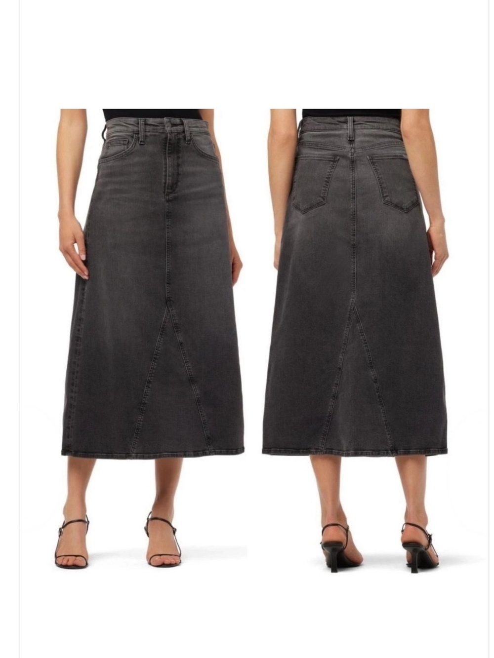 Joe’s Freya Midi Jeans Skirt in Charcoal Gray Sz 26